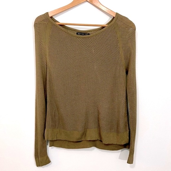 rag & bone Tops - Rag & Bone Green Island Raglan Mesh Net Knit Pullover Long Sleeve Top Medium